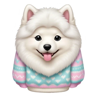 cute 
Samoyed tongue hanging out sitting 
 in a cute pastel sweater sticker