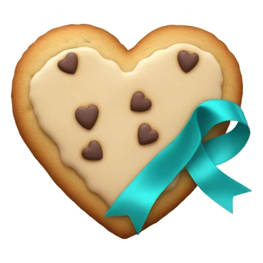 Cookie heart with teal purple ribbon loop sticker
