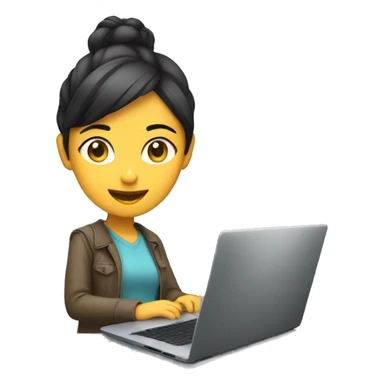A Young Asian Female Developer on a Laptop with a Java Spring Screen sticker