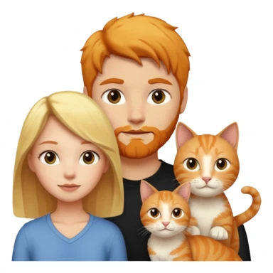 There is a blonde girl, a ginger cat, and a black-haired guy. sticker