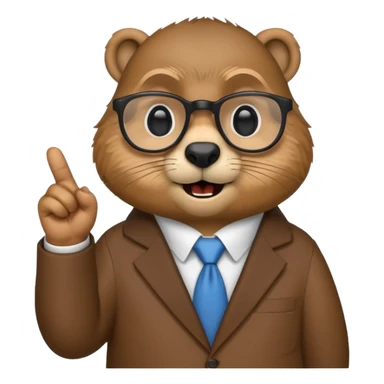 Create a version of the "nerd emoji with finger pointing up" meme with the face of a groundhog. Be sure he has glasses, buck teeth, and a smarmy "um, actually..." look on its face sticker