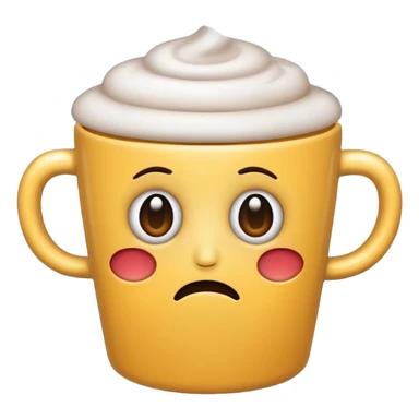 Create an emoji of a coffee cup ☕ with dark circles under its eyes, looking more tired than the drinker. sticker