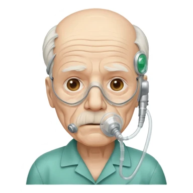 old man with simple ambulance oxygen mask  sticker