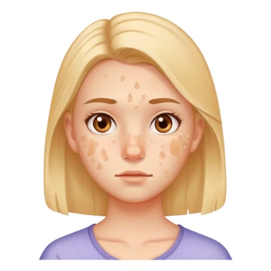 chica con acné en el rostro, expresión neutral, fondo claro sticker