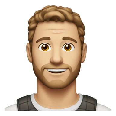 A head and shoulders shot of a 34 year old white man, with short brown hair, with stubble facial hair,   with brown eyes wearing a t-shirt. sticker