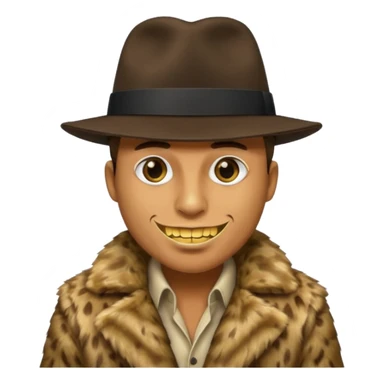 ganster with fur coat and gold teeth sticker