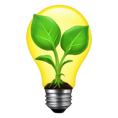 a plant sprout inside a yellow glowing idea lightbulb sticker