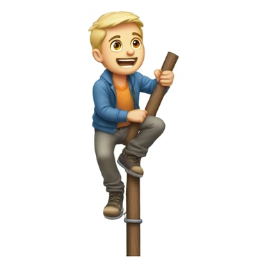 White guy awkwardly sliding down a fire pole sticker