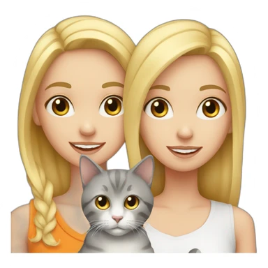 Blond white girl with 2 cats  one dark grey and one blond/orange sticker