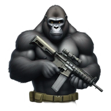 Big Buff Gorilla holding an AR-15 gun sticker