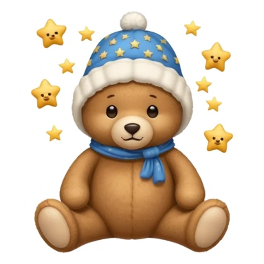 Teddy bear with a sleep hat with stars on it sticker