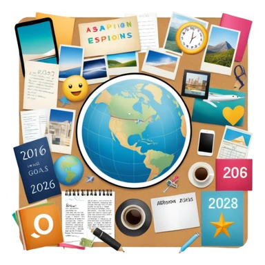 An extremely detailed lifestyle vision board collage for the year 2026. sticker