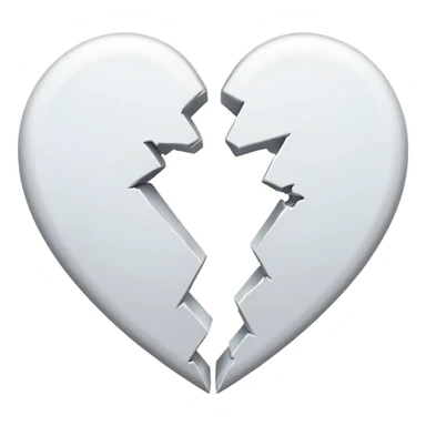 a white heart broken into two pieces sticker