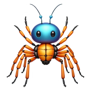 3D iPhone style emoji of a cute bug, colorful and detailed, six legs, shiny exoskeleton, isolated on white background, soft shadows, high detail, playful and cute. sticker