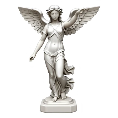 Winged Victory of Samothrace statue with plaster sticker