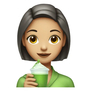 Pretty girl holding a glass cup of iced matcha  sticker