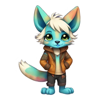 Cool cute Kawaii edgy colorful anthro fantasy animal fursona by griffsnuff & LiLaiRa & Falvie full body sticker