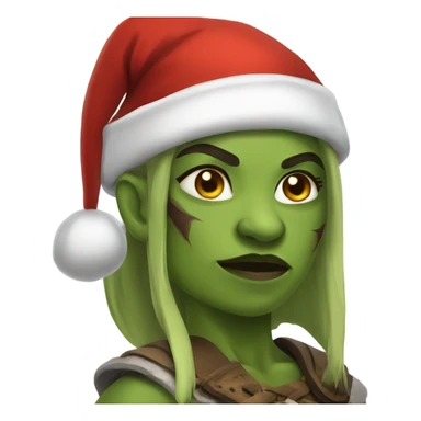 orc female warrior with santa hat sticker