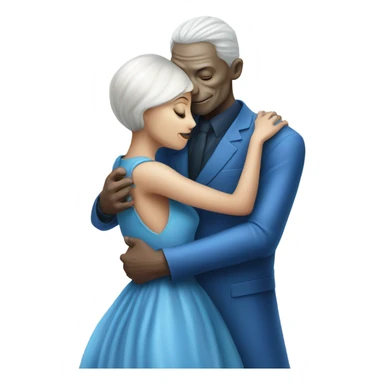 White man in blue dress  hugs and kissing Alien reptilian woman in silver dress  sticker