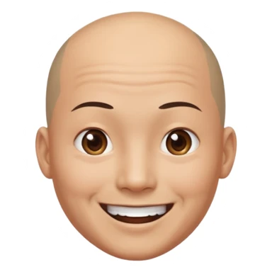 chineese man with a bald head and ponytail coming out in the middle sticker