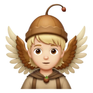 Blonde boy with acorn hat and wings sticker