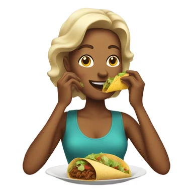 woman eating a taco and smiling sticker
