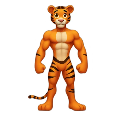 Tigger with a muscle chest and skinny arms sticker