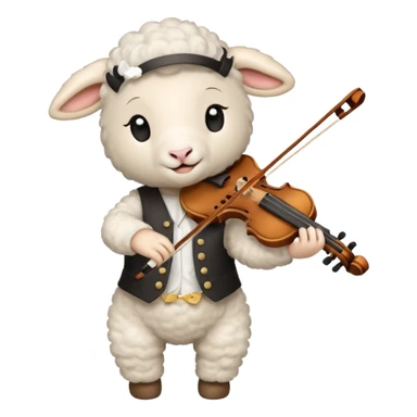 Little lamb playing a violin and dancing  sticker