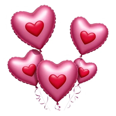 maroon love letter, three metallic pink heart-shaped balloons and red kisses  sticker