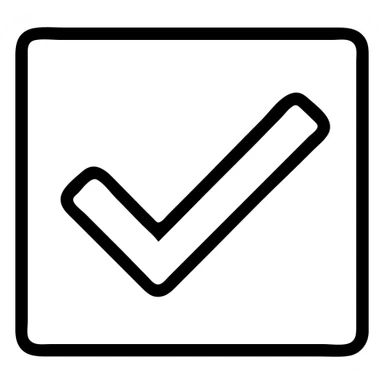 red checkbox emoji icon, square box with red border and red checkmark inside, flat minimalistic style, sharp edges, centered check mark, no text, white background, optimized for mobile UI or quiz result screens sticker