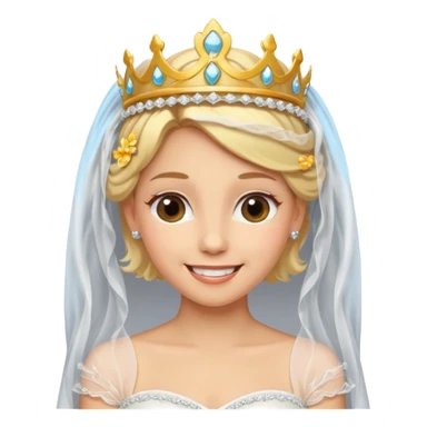 blonde bride tiara and veil sticker