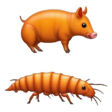 Orange pig armadillo cow centipede insect sticker