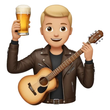 We're creating a quiz for a New Year's Eve team. The idea is that people have to guess which emoji belongs to which person from three emojis. Now it's up to you to make one whole emoji from the following  emojis.  🏍🎸🍻👦 sticker