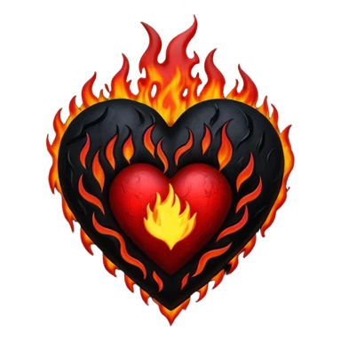 goth heart with a black flame sticker