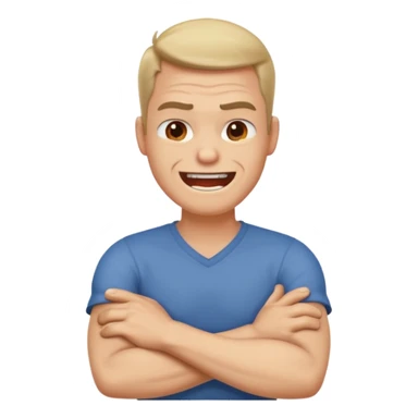 arms crossed holding neck angry laughing guy sticker