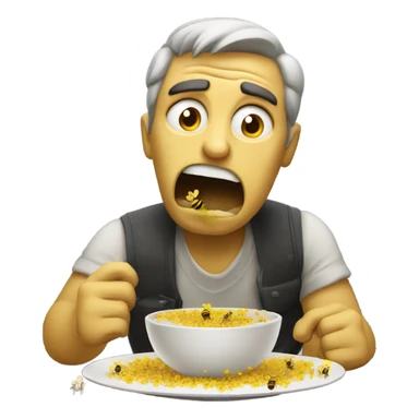 Angry man eating a bowl of bees sticker