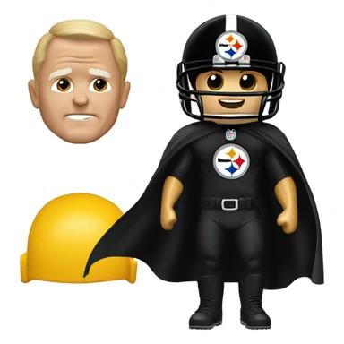 Terry Bradshaw Pittsburgh Steelers player in helmet and uniform with black cape. sticker