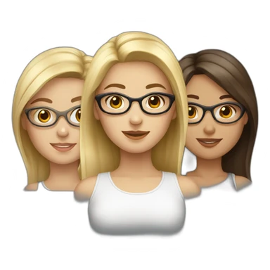 group of 6 girls composed of 3 blonde girls and 3 brunette girls including one with glasses sticker