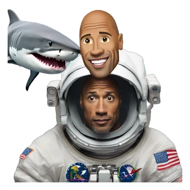 The rock Johnson as an astronaut with a shark sticker