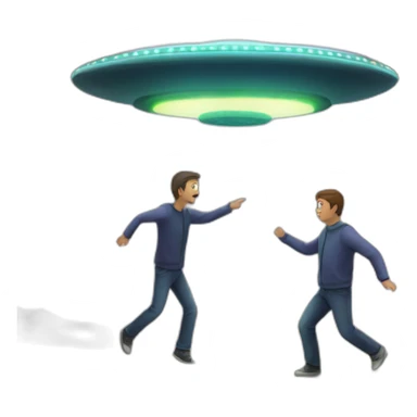 UFO abducting two guys sticker