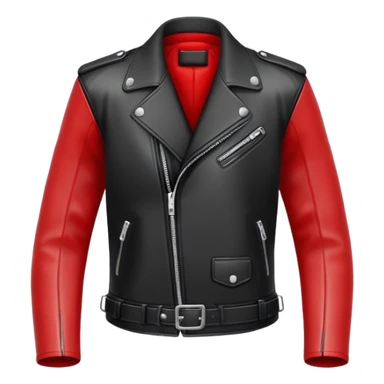 black leather jacket with red arms and shoulders sticker