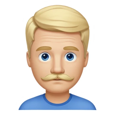 normal emoji 👨🏼 white guy with blond hair, mustache, and blue eyes. No shoulders or neck. Just head. Hair a little mussed and stylish sticker