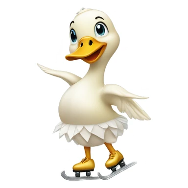duck wearing ice skates and a figure skating dress sticker