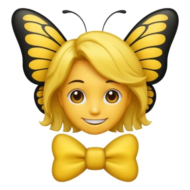 Emoji sourire avec un nœud papillon dans les cheveux sticker