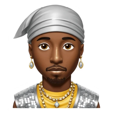 Tupac with silver sequin outfit sticker