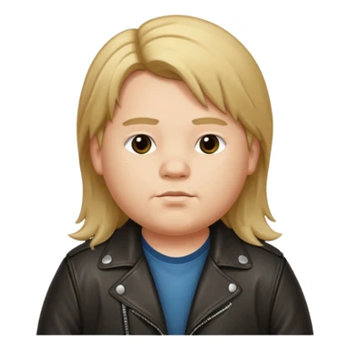 Long hair fat young boy in leather jacket sticker