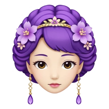 Japanese Princess with floral hairpin, purple sticker