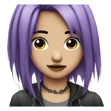 Emo girl choppy long purple hair piercings sticker