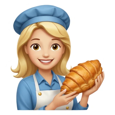 waiteress holding croissant sticker