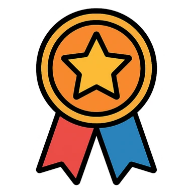 vector icon of an honorable mention award badge with gold and colorful elements, elegant and minimalist flat design, 2D flat vector, trending icon look, soft shadows, isolated on white background, no text, perfect for commercial use sticker